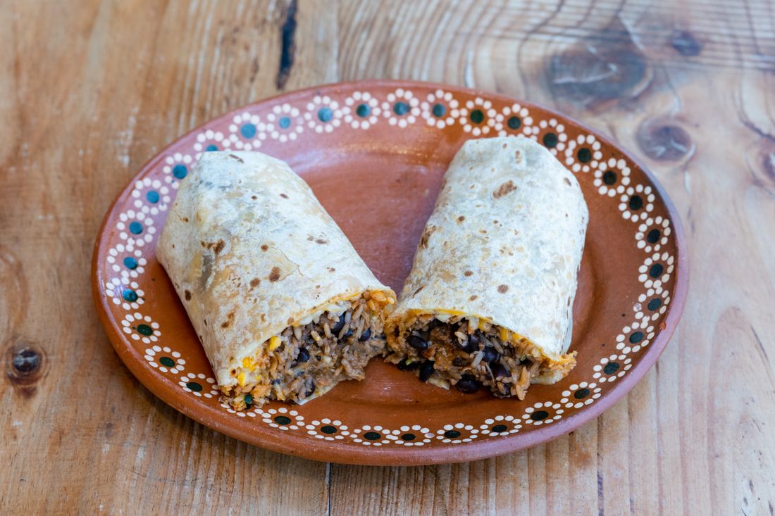 Illustrative burrito photograph — not a photograph from El Potosino Mexican Food
